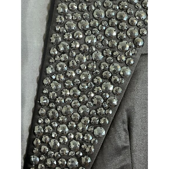 My Favorite Things Jacket L Black Tuxedo Rhinestone Neutral Preppy Mature Artsy - Picture 8 of 13
